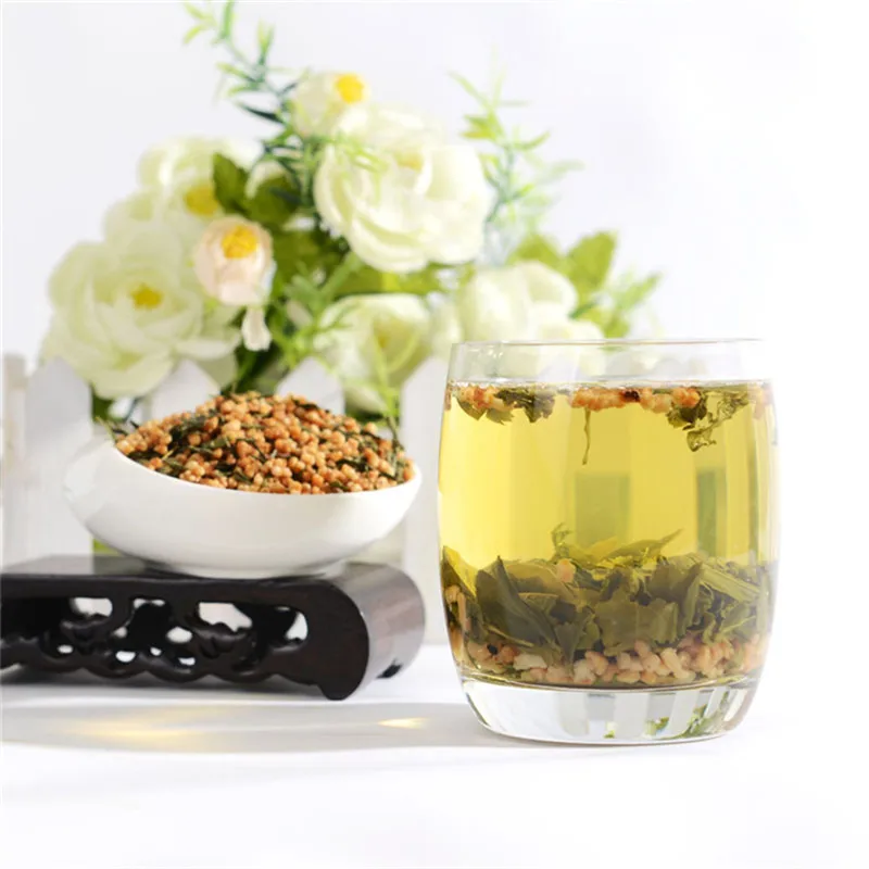  Free Shipping 100g Premium Brown Rice Green Tea Genmaicha Sencha with the rice 
